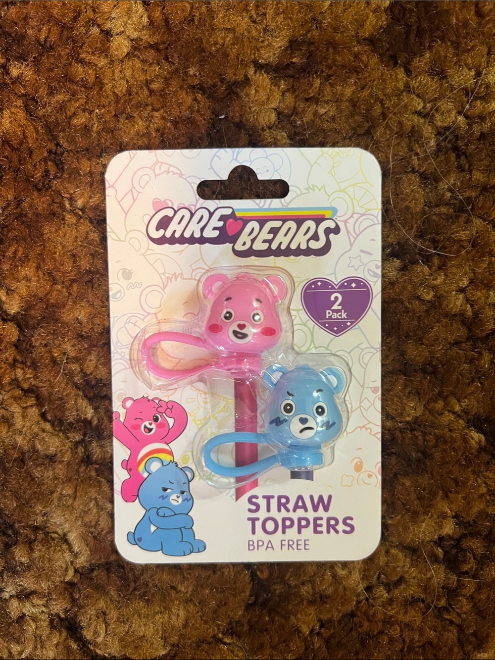 Care Bears Pink and Blue Drink Straw Charms